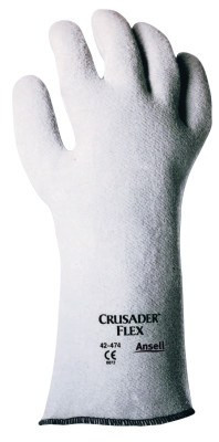 Ansell Crusader Flex Hot Mill Gloves, Nitrile-Coated Non-Woven Felt, Light Gray, Sz 9, 12 Pair, #104740