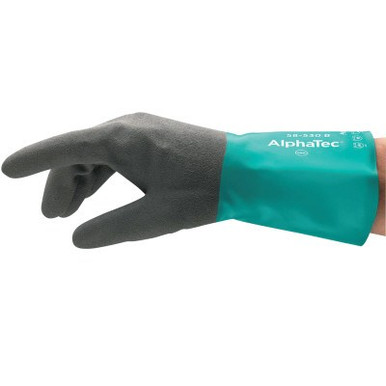 Ansell AlphaTec Gloves, 8, Black/Teal, 6 PR/BG, #123810