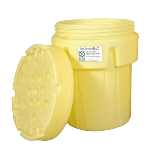 UltraTech 0580 Overpack Salvage Drums, 95 Gallons, Yellow