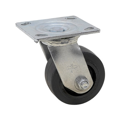 4" x 2" Swivel Plate Caster Rubber Tire On Cast Iron Wheel WC6640-01-RCI