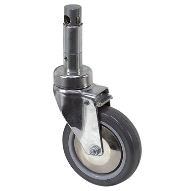 5" x 1-1/4" Medcaster Swivel Round Stem Caster w/Total Brake HC05PYP125TLCL01