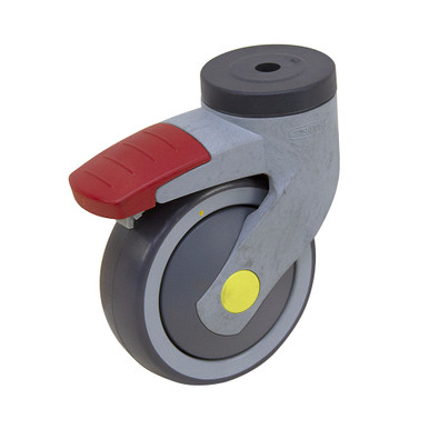 4" x 1-1/4" Bolt Hole Caster W/Wheel and Swivel Lock TENTE model 5377XSP100P30-11