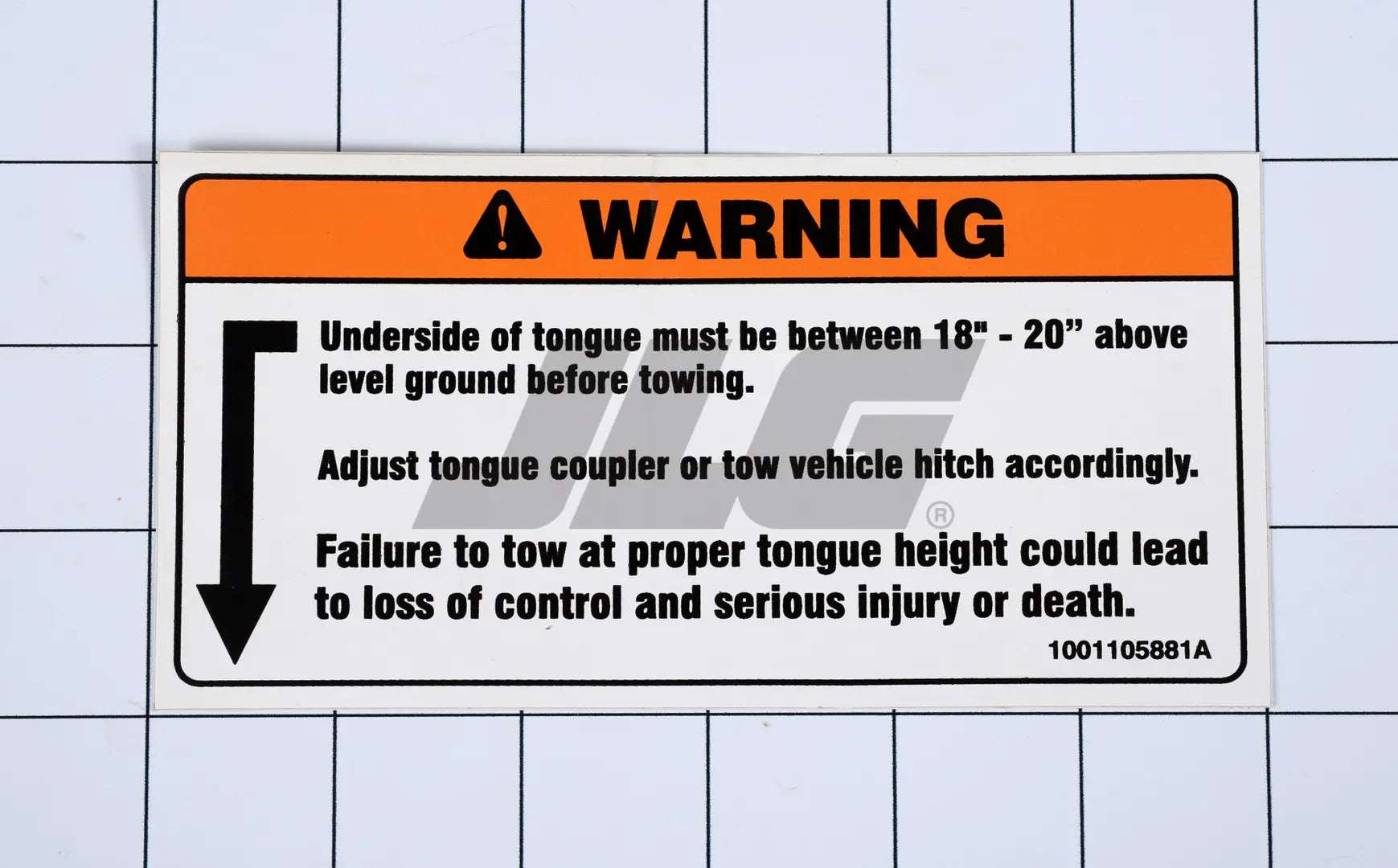 1001105881 Decal, Underside of Tongue Warn | JLG