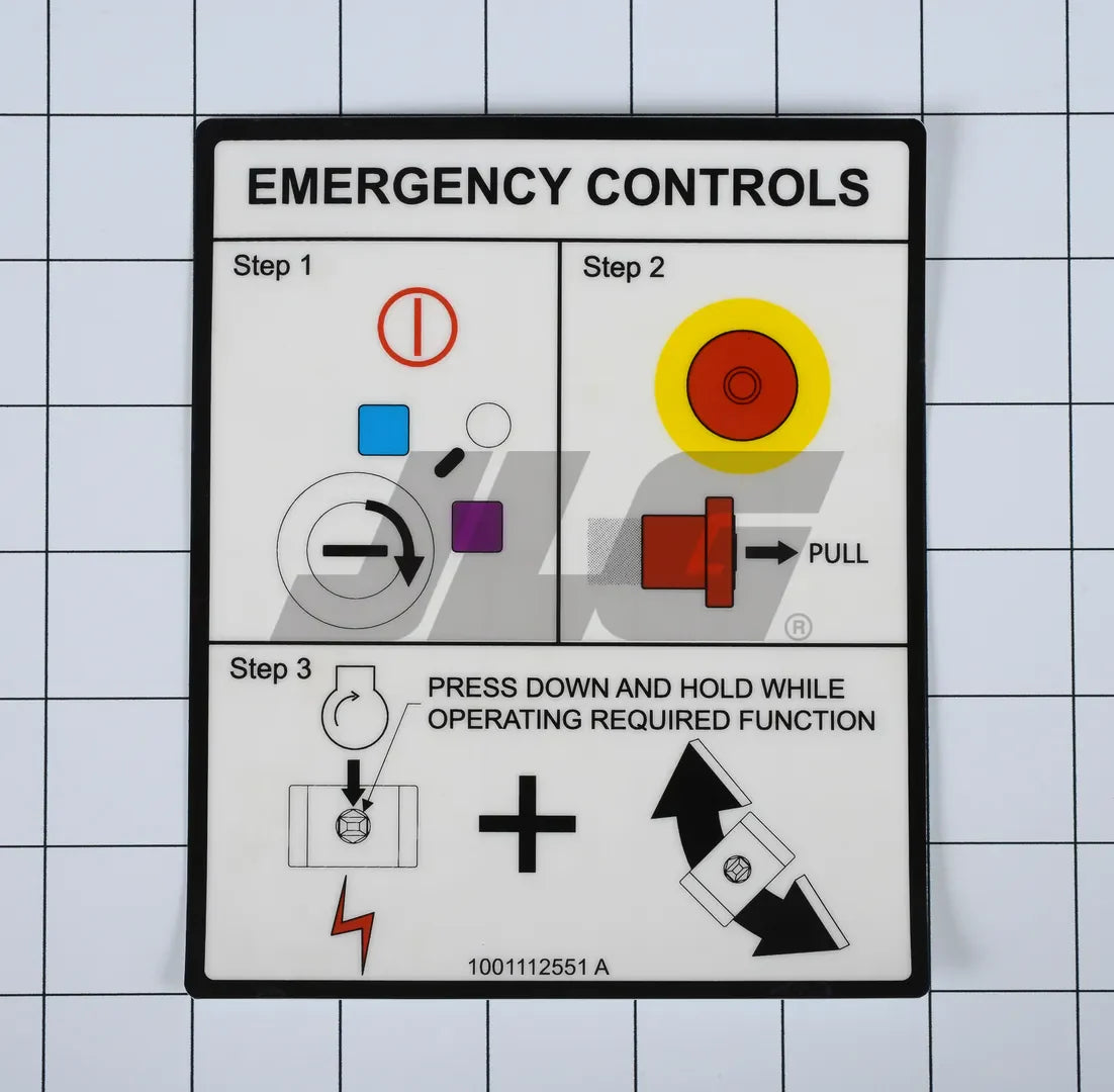 1001112551 Decal, Emerency Controls | JLG