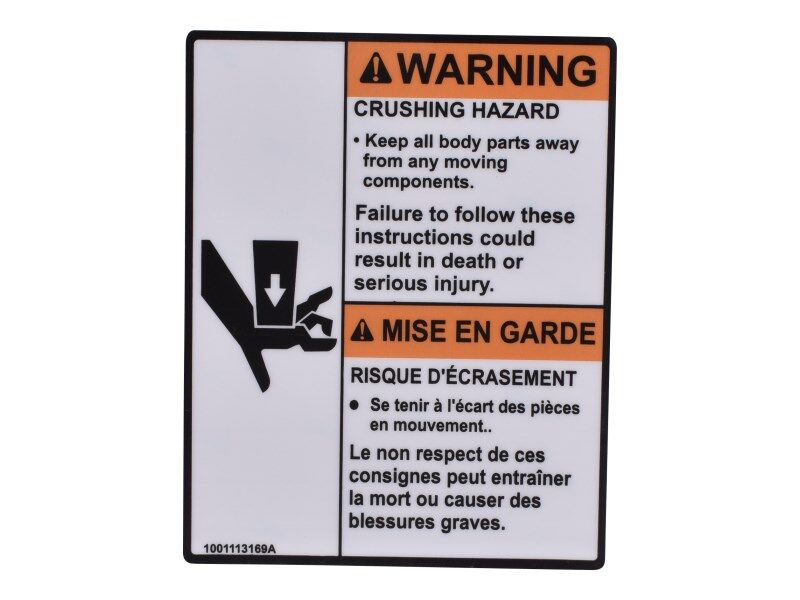1001113169 Decal, Hand Crushing | JLG