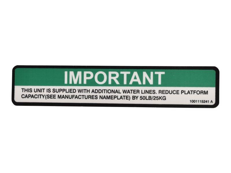 1001115241 Decal, Water Line Cap Reduction | JLG