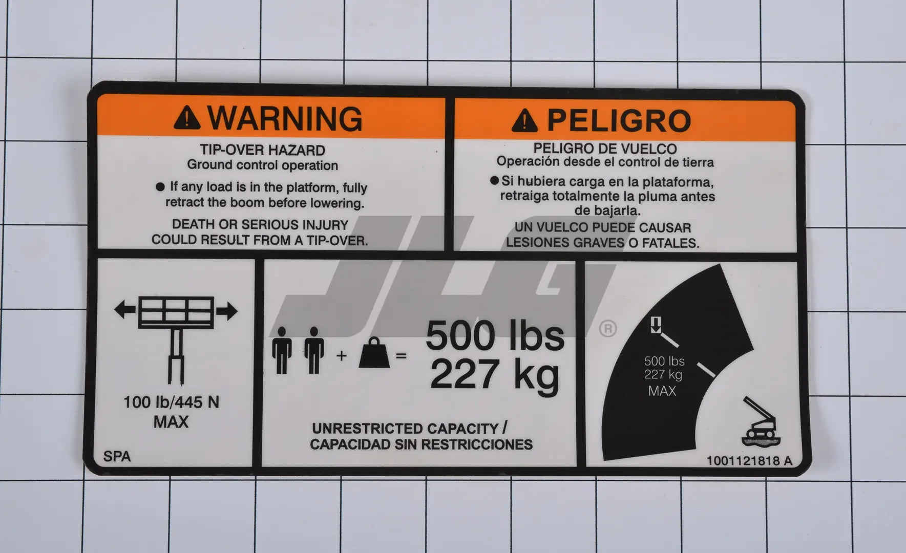 1001121818 Decal, Warning, Max Cap. | JLG