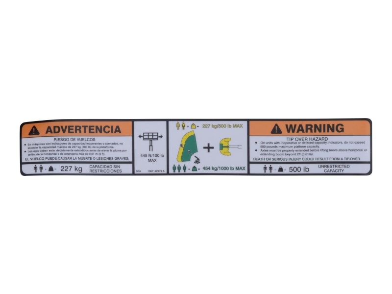 1001122373 Decal, Warning Dual Cap. | JLG
