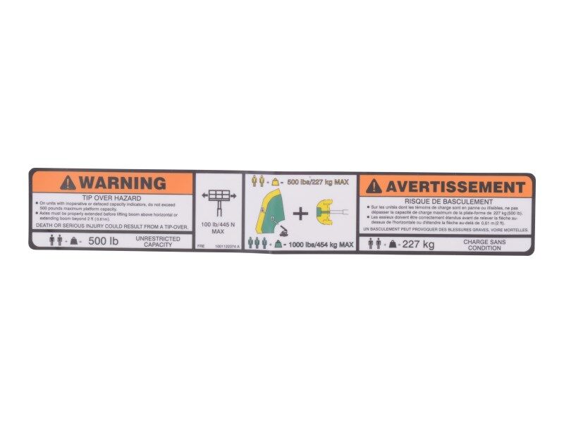 1001122374 Decal, Warning Dual Cap. | JLG