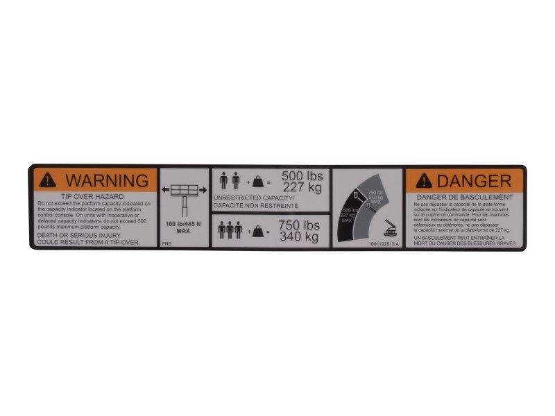 1001122513 Decal, Warning Dual Cap. | JLG
