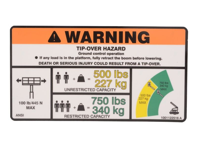 1001122516 Decal, Warning Dual Cap | JLG