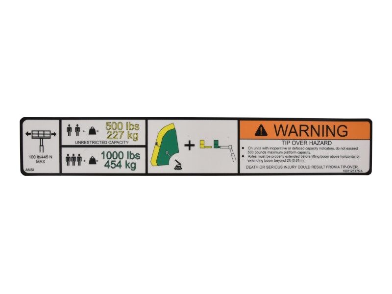1001125175 Decal, Dual Capacity (Ansi) (Plf) | JLG