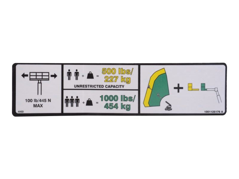 1001125176 Decal, Dual Capacity (Ansi) (Ground) | JLG