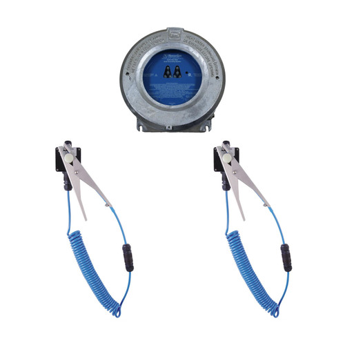 Newson Gale Earth-Rite DGS Dual Channel Static Grounding System, Two (2) 32 ft. Spiral Cables & Two (2) Heavy Duty Grounding Clamps