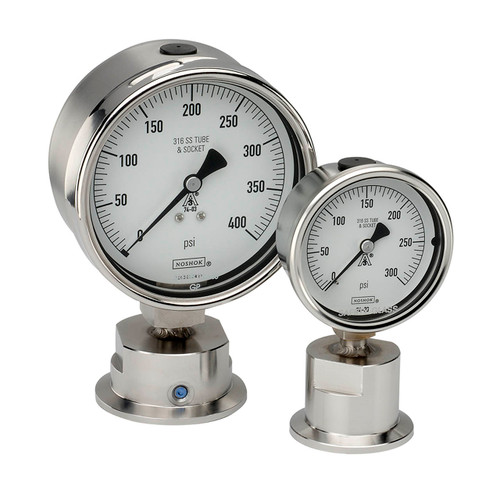 NOSHOK 10 Series 4 in. Dial HD Sanitary Pressure Dry Gauges, 1 1/2 in. Tri-Clamp Bottom Mount