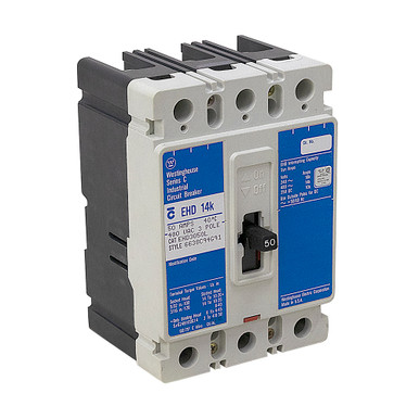 50 Amp 480Volts AC 3 PoleIndustrial Circuit Breaker Westinghouse EHD3050L