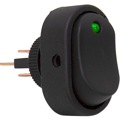 SPST Surface Mount Rocker Switch Green LED CES 66-2282-G