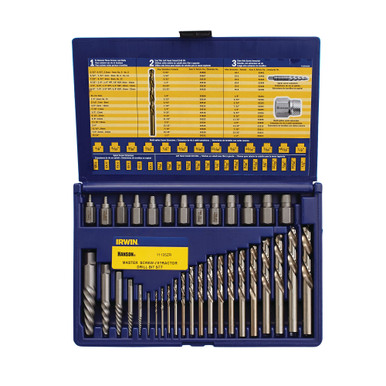 Irwin Screw Extractor and Drill Bit Set, Hard Case, #11135ZR (Qty. 1)