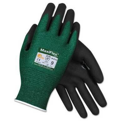 Protective Industrial Products, Inc. MaxiFlex Cut Cut-Resistant Gloves, Small, Black/Green, 12 Pair, #348743S