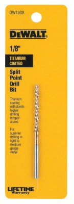 DeWalt Titanium Split Point Drill Bits, 1/8 in, 10 BIT/PK, #DW1308