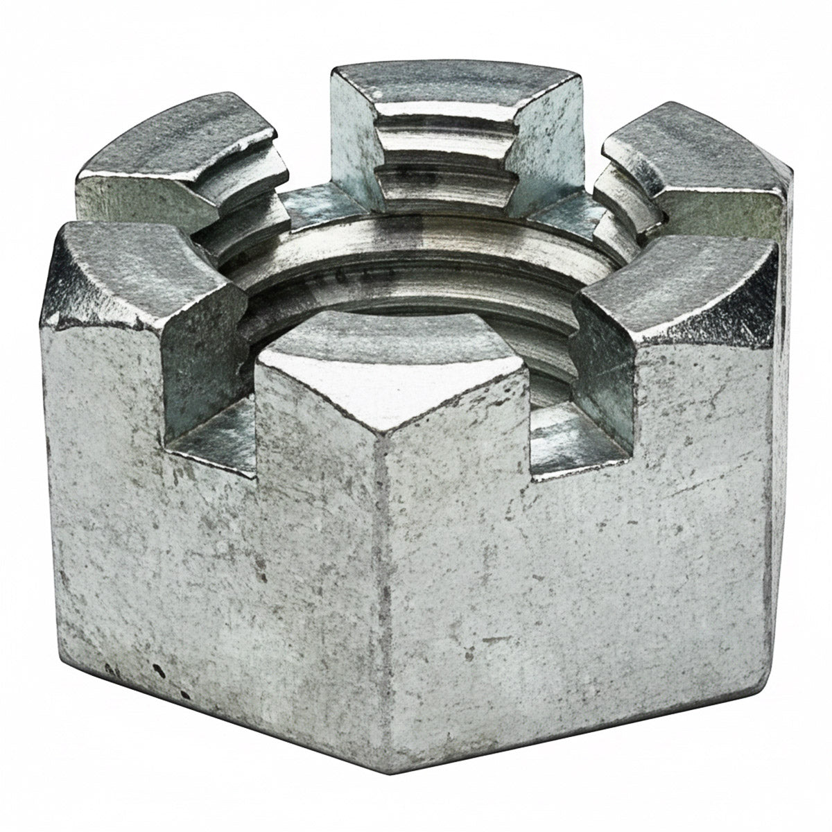SLOTTED HEX NUT 1-1/8 INCH ZINC