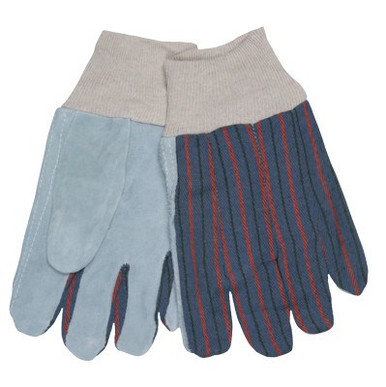 MCR Safety Split Shoulder Clute Pattern Gloves, Large, Gray/Blue Gray with Red/Blue Stripes, 12 Pair, #1040
