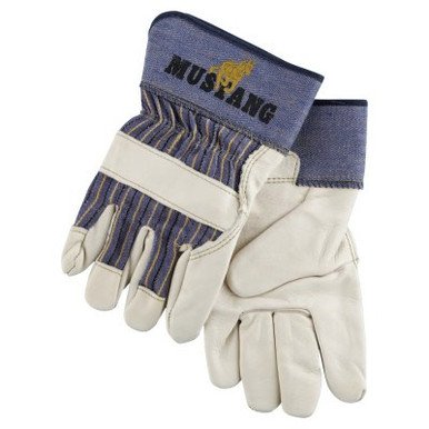 MCR Safety Grain Leather Palm Gloves, X-Large, Grain Cowhide, White, 12 Pair, #1935XL