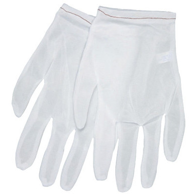 MCR Safety Low Lint Inspectors Gloves, Medium, White, Nylon, 12 Pair, #8700M