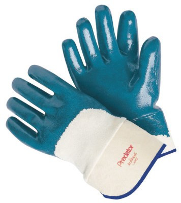 MCR Safety Predator Nitrile Coated Gloves, Large, Blue, Smooth, Palm/Knuckle, Canvas Cuff, 12 Pair, #9760