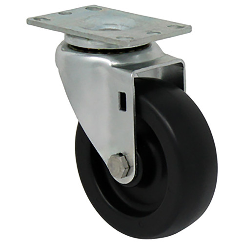 Durable Superior 4 in.x 1 1/4 in. Light-Medium Duty Swivel Caster, Black Plastic , Plate Mount