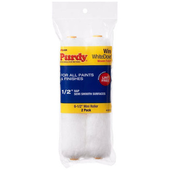Genuine Purdy White Dove Wire Mini 6-1/2" x 1/2" Nap 2 Pack Roller Covers 140605064