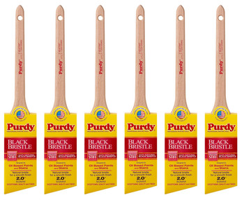 Genuine Purdy 6 Pack Black Bristle Adjutant Angular 2" Paint Brushes 144024020-6PK