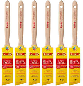 Genuine Purdy 6 Pack Black Bristle Extra Oregon Angular 1-1/2" Paint Brushes 144116015-6PK