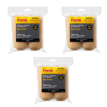 Genuine Purdy 3 Sets of Marathon Jumbo Mini 4-1/2" x 3/4" Nap 2 Pack Roller Covers 14G624064-3PK