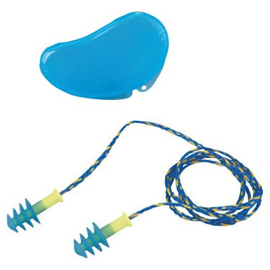 Honeywell Fusion Multiple-Use Earplug, Thermoplastic Elastomer, Blue/Yellow, Corded, 100 PR/BX, #FUS30HP