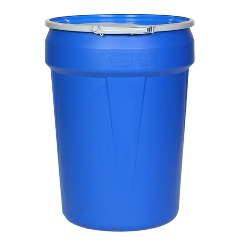Justrite Eagle 1601MB 30 Gal. Lab Pack Open Head Drum, Metal Lever-Lock, Blue