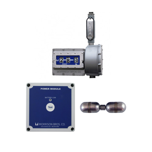 Morrison Bros. Model 1619 Mechanical Vertical Tank Top Gauge w/ Standard Float & Level Alarm Relay - Up to 50 ft. - Feet & Inches