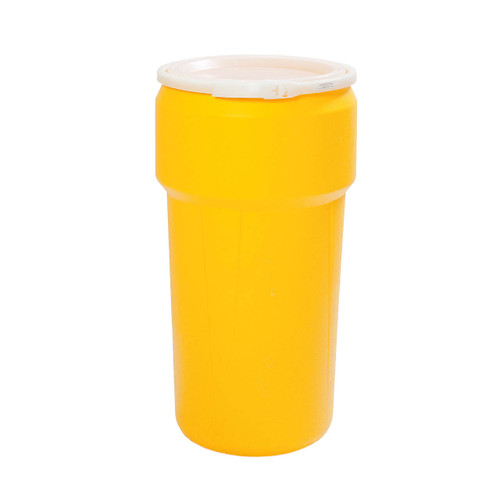Justrite Eagle1623 20 Gal. Lab Pack Open Head Drum, Plastic Lever-Lock, Yellow