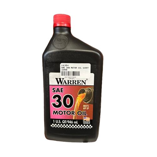 High Detergent SAE 30 WT Motor Oil, 1 Qt.
