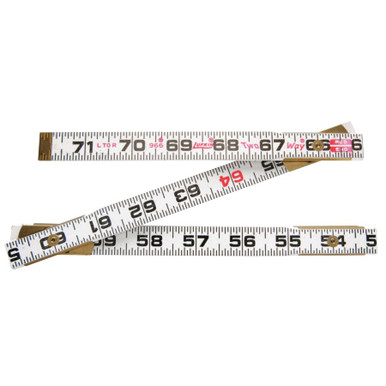 Lufkin Red End Two Way Folding Wood Rule, 6 ft L, Wood, SAE, 1 EA #966N