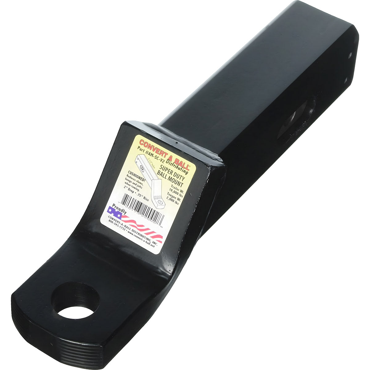 CUSHIONED HITCH BALL MOUNT FOR 2" RECEIVER TUBE2" DROP