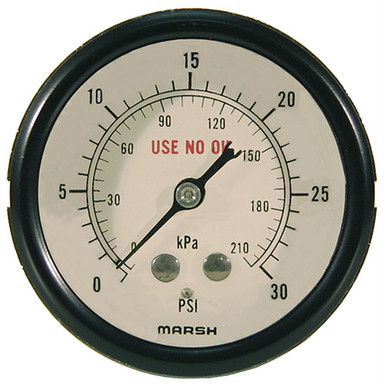 30 PSI 210 KPA Pressure 2.5" Dia. Dry Panel Mount 1/4" NPT Gauge Marsh