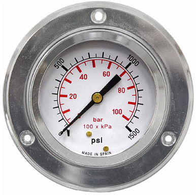 1500 PSI 100 BAR Pressure 2.5" Dia. Dry Flange Mount 1/4" NPT Steel Gauge Dynamic CDS-1P-100E