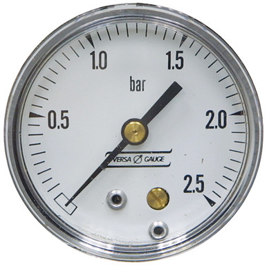 2.5 Bar Pressure 2" Dia. Dry Back Mount 1/4" NPT Plastic Gauge