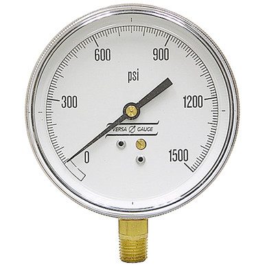 1500 PSI Pressure 3.5" Dia. Dry Lower Mount 1/4" NPT Steel Gauge Versa V33010PR4