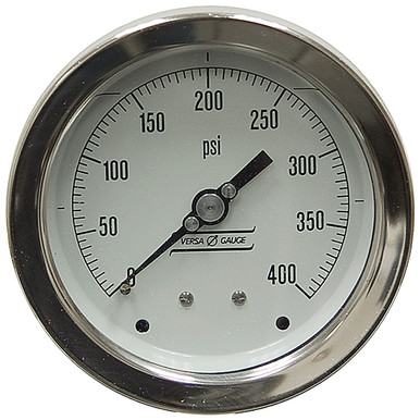 400 PSI Pressure 4" Dia. DryBack Mount 1/4" NPT Steel Gauge Versa V4351YPK3