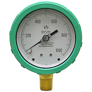 1000 KPA Pressure 4" Dia. Dry Lower Mount 1/2" NPT Plastic Gauge