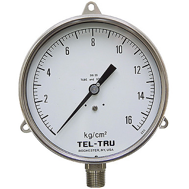 16 kg/cm² Pressure 6"Dia. Dry Flange Panel Stainless Steel Gauge Tel-Tru 6030SS2L1B8DE