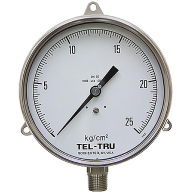 25 kg/cm² Pressure 6" Dia. Flange Pane Mount Stainless Steel Dry Gauge Tel-Tru 6030SS2L1C4DE