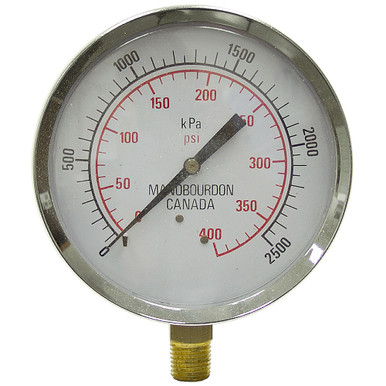 400 PSI 2500 KPA Pressure 4" Dia. Dry Lower Mount 1/4" NPT Steel Gauge Manobourdon